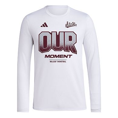 Unisex adidas  White Mississippi State Bulldogs 2024 On-Court Bench Our Moment Long Sleeve T-Shirt