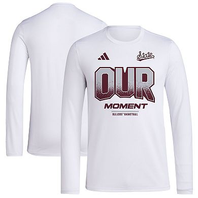 Unisex adidas  White Mississippi State Bulldogs 2024 On-Court Bench Our Moment Long Sleeve T-Shirt