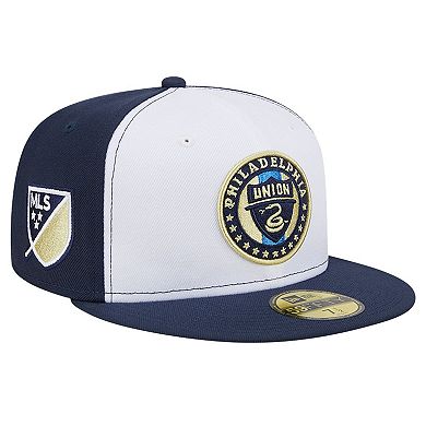 Men's New Era White/Navy Philadelphia Union 2024 Kick Off Collection 59FIFTY Fitted Hat