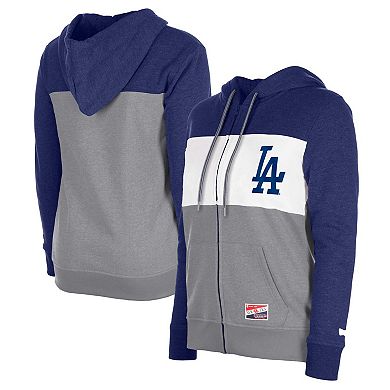 Women's New Era Royal Los Angeles Dodgers Color Block Full-Zip Hoodie Jacket