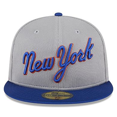 Men's New Era  Gray New York Mets 2024 Batting Practice 59FIFTY Fitted Hat