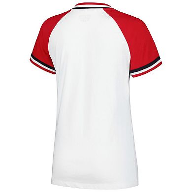 Women's New Era White St. Louis Cardinals Jersey Double Binding Raglan V-Neck T-Shirt