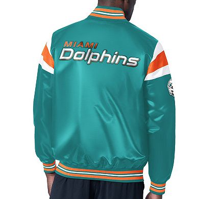 Men's Starter Aqua Miami Dolphins Satin Full-Snap Varsity Jacket