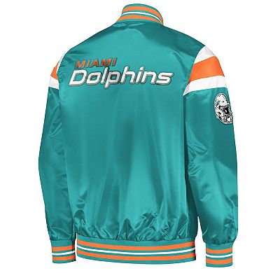 Men's Starter Aqua Miami Dolphins Satin Full-Snap Varsity Jacket