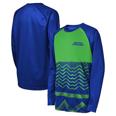 Youth Blue Seattle Sounders FC True Pioneer Raglan Long Sleeve T-Shirt