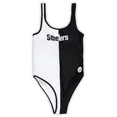 Women's G-III 4Her by Carl Banks Black/White Pittsburgh Steelers Last Stand One-Piece Swimsuit