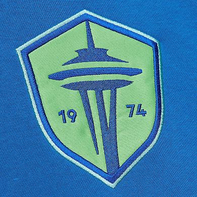 Men's Mitchell & Ness Blue Seattle Sounders FC Crest Fleece Pullover Hoodie