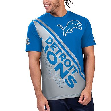 Men's Starter Blue/Silver Detroit Lions Finish Line Extreme Graphic T-Shirt