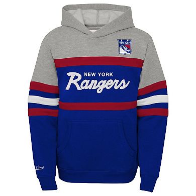 Youth Mitchell & Ness Blue New York Rangers Head Coach Pullover Hoodie