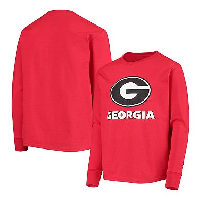 Youth Champion Red Georgia Bulldogs Lockup Long Sleeve T-Shirt
