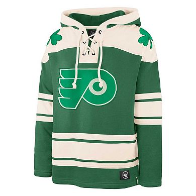Men's '47 Kelly Green Philadelphia Flyers St. Patrick's Day Superior Lacer Pullover Hoodie