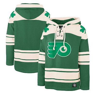 Men's '47 Kelly Green Philadelphia Flyers St. Patrick's Day Superior Lacer Pullover Hoodie