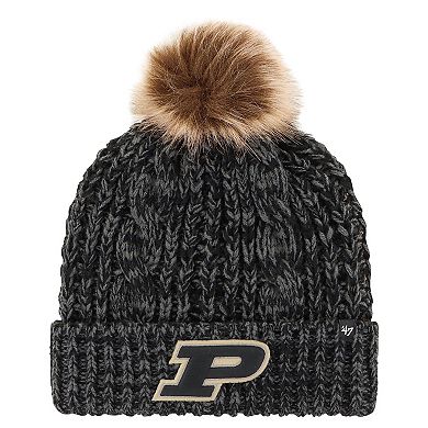 Women's '47 Black Purdue Boilermakers Meeko Cuffed Knit Hat with Pom