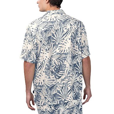 Men's Margaritaville Tan Seattle Seahawks Sand Washed Monstera Print Party Button-Up Shirt