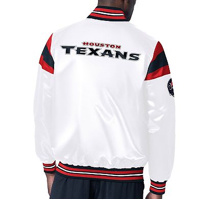 Men's Starter White Houston Texans Satin Full-Snap Varsity Jacket