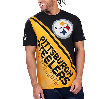 Men's Starter Black/Gold Pittsburgh Steelers Finish Line Extreme Graphic T-Shirt