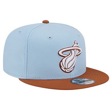 Men's New Era Light Blue/Brown Miami Heat 2-Tone Color Pack 9FIFTY Snapback Hat