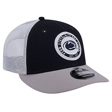 Men's New Era Navy Penn State Nittany Lions Throwback Circle Patch 9FIFTY Trucker Snapback Hat