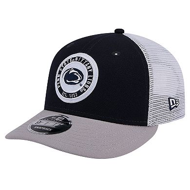 Men's New Era Navy Penn State Nittany Lions Throwback Circle Patch 9FIFTY Trucker Snapback Hat