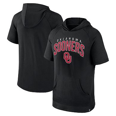 Men's Fanatics Branded Black Oklahoma Sooners Double Arch Raglan Short Sleeve Hoodie T-Shirt