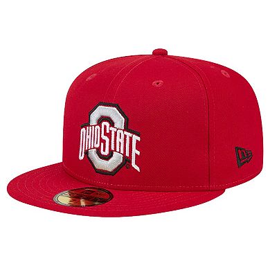 Men's New Era Scarlet  Ohio State Buckeyes Throwback 59FIFTY Fitted Hat