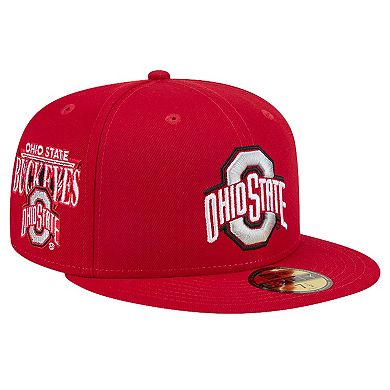 Men's New Era Scarlet  Ohio State Buckeyes Throwback 59FIFTY Fitted Hat