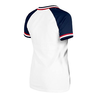 Women's New Era White Atlanta Braves Jersey Double Binding V-Neck T-Shirt