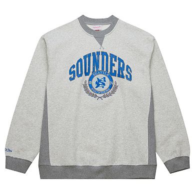 Men's Mitchell & Ness Heather Gray Seattle Sounders FC Orca Fleece Pullover Sweatshirt