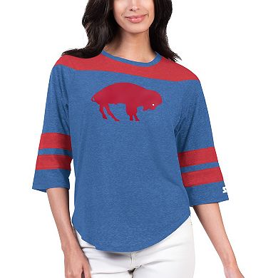 Women's Starter Royal Buffalo Bills Fullback Tri-Blend 3/4-Sleeve T-Shirt