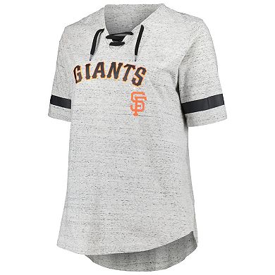 Women's Profile Heather Gray San Francisco Giants Plus Size Lace Up T-Shirt