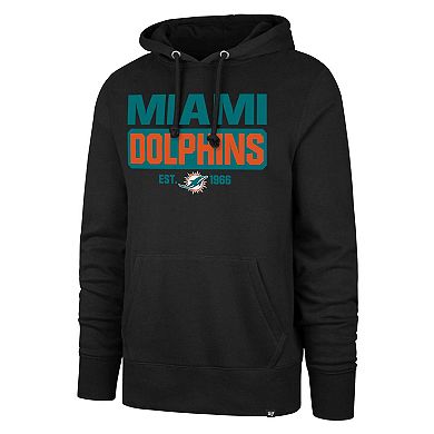 Men's '47 Black Miami Dolphins Box Out Headline Pullover Hoodie