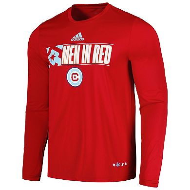 Men's adidas Red Chicago Fire 2024 Jersey Hook AEROREADY Long Sleeve T-Shirt