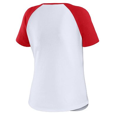 Women's WEAR by Erin Andrews White/Red St. Louis Cardinals Henley Raglan T-Shirt