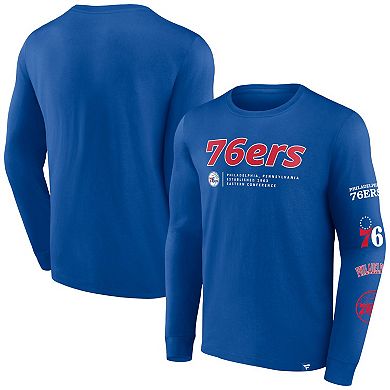 Men's Fanatics Branded Royal Philadelphia 76ers Baseline Long Sleeve T-Shirt