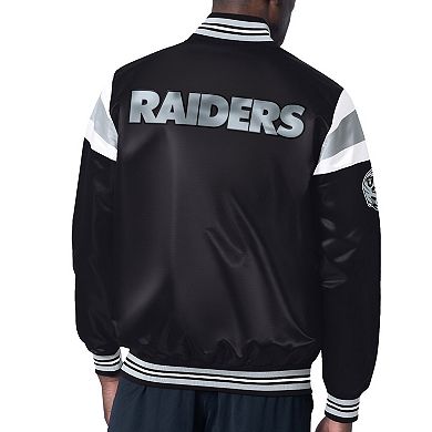 Men's Starter Black Las Vegas Raiders Satin Full-Snap Varsity Jacket