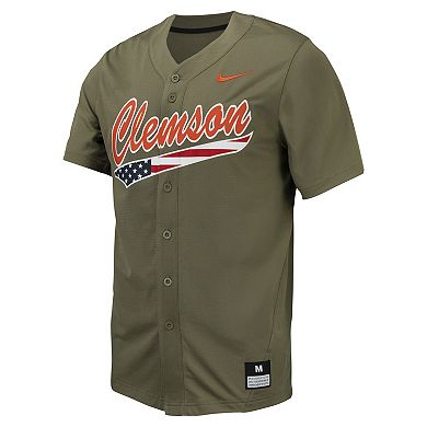 Men's Nike  Olive Clemson Tigers Replica Full-Button Baseball Jersey