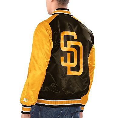 Men's Starter Brown/Gold San Diego Padres Varsity Satin Full-Snap Jacket