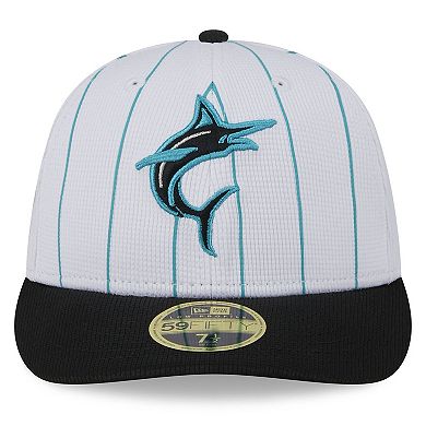 Men's New Era  White Miami Marlins 2024 Batting Practice Low Profile 59FIFTY Fitted Hat