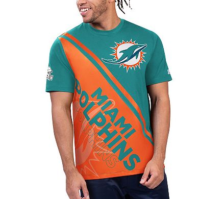 Men's Starter Aqua/Orange Miami Dolphins Finish Line Extreme Graphic T-Shirt