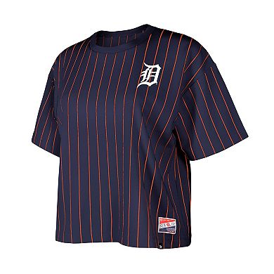 Women's New Era Navy Detroit Tigers Boxy Pinstripe T-Shirt