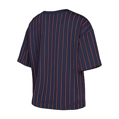 Women's New Era Navy Detroit Tigers Boxy Pinstripe T-Shirt
