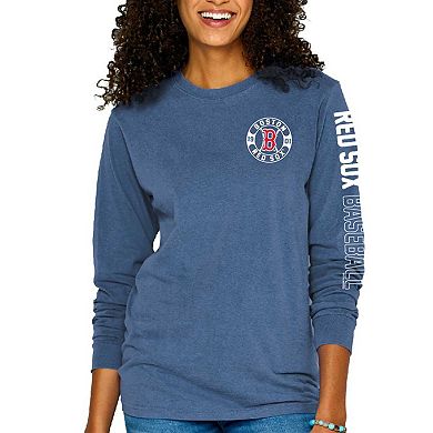 Women's Soft as a Grape Blue Boston Red Sox Pigment-Dyed Long Sleeve T-Shirt