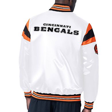 Men's Starter White Cincinnati Bengals Satin Full-Snap Varsity Jacket