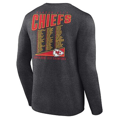 Men's Fanatics Branded Heather Charcoal Kansas City Chiefs Super Bowl LVIII Champions Roster Best Teammates Long Sleeve T-Shirt