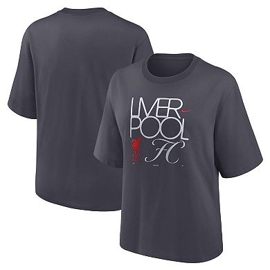 Women's Nike  Charcoal Liverpool For Her Boxy T-Shirt