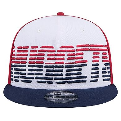 Men's New Era White/Navy Denver Nuggets Throwback Gradient Tech Font 9FIFTY Snapback Hat