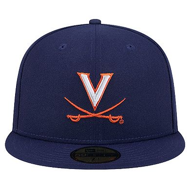 Men's New Era Navy  Virginia Cavaliers Throwback 59FIFTY Fitted Hat