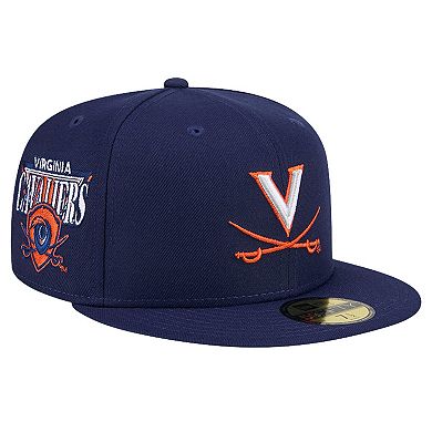 Men's New Era Navy  Virginia Cavaliers Throwback 59FIFTY Fitted Hat