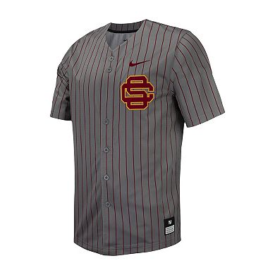 Men's Nike Steel USC Trojans Pinstripe Replica Full-Button Baseball Jersey