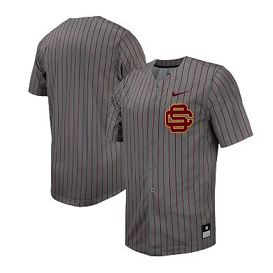 Men's Nike Steel USC Trojans Pinstripe Replica Full-Button Baseball Jersey